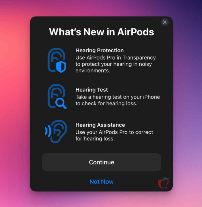 iOS 18.1 Beta 5中隐藏了‌AirPods Pro‌ 2的助听器功能