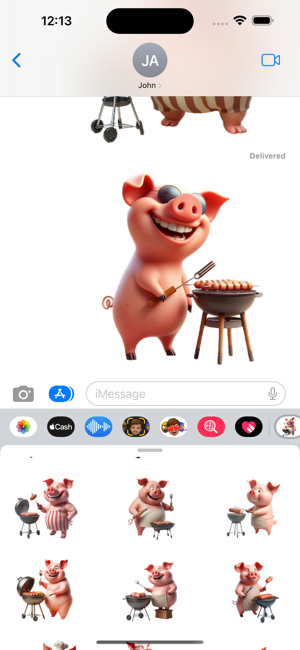 Barbecuing Pig StickersiPhone版截图6